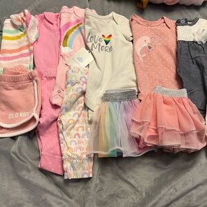 12pc nwot 0-3months baby girls clothing lot cloud island, carters, like new